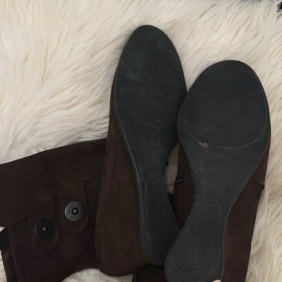 Arche Ankle Boots Brown Nubuck Leather Zip Up Wedge Bootie Womens 8 - Picture 5 of 5